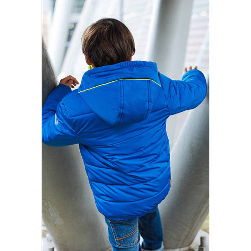 TYGO & vito gewatteerde winterjas Jix helderblauw neon geel Jongens Polyester Capuchon 146 152