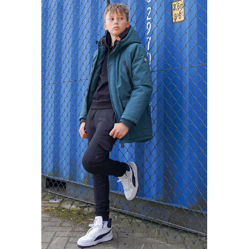 TYGO & vito gewatteerde winterjas Bor donkergroen Jongens Polyester Capuchon 134 140