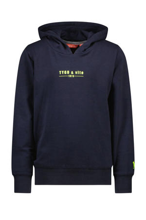 hoodie Hugo met tekst donkerblauw
