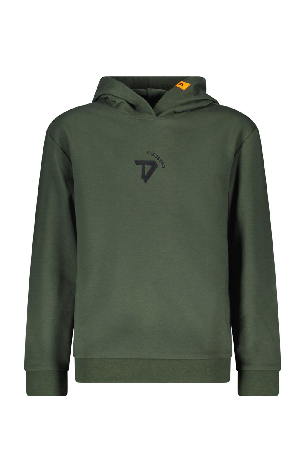 Groene jongens TYGO & vito NextGen hoodie Dax van sweat materiaal met lange mouwen, capuchon en geribde boorden
