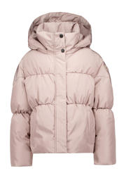 thumbnail: Roze meisjes Airforce gewatteerde winterjas van katoen met effen, lange mouwen, capuchon en blinde ritssluiting