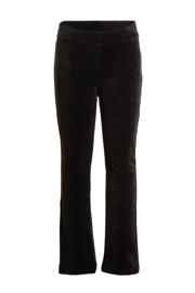 thumbnail: Zwarte meisjes anytime velour flared legging van katoen met elastische tailleband en effen