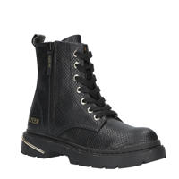 thumbnail: Zwarte meisjes REPLAY Joplin 12a veterboots van 100% pu met chunky hak, rits- en vetersluiting en logo