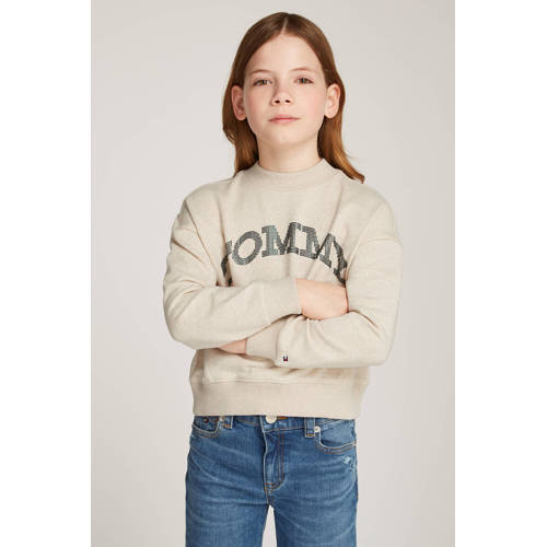 Tommy Hilfiger sweater Beige Meisjes Katoen Ronde hals Logo 122