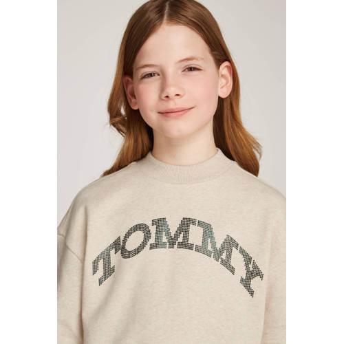 Tommy Hilfiger sweater Beige Meisjes Katoen Ronde hals Logo 122