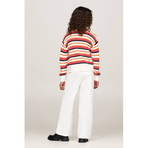 Tommy Hilfiger gebreide trui multi Meisjes Katoen Ronde hals Streep 110
