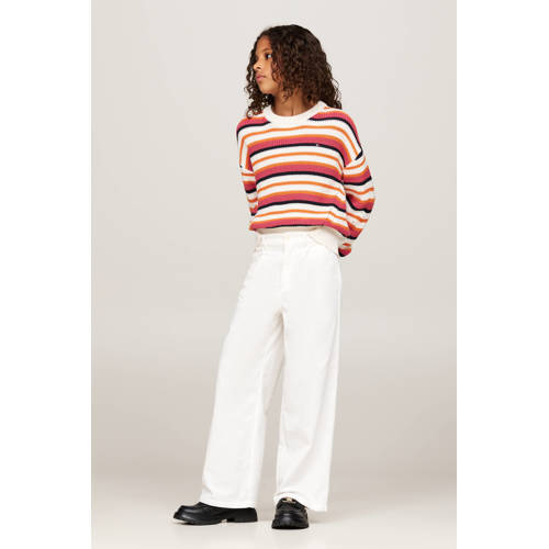 Tommy Hilfiger gebreide trui multi Meisjes Katoen Ronde hals Streep 110