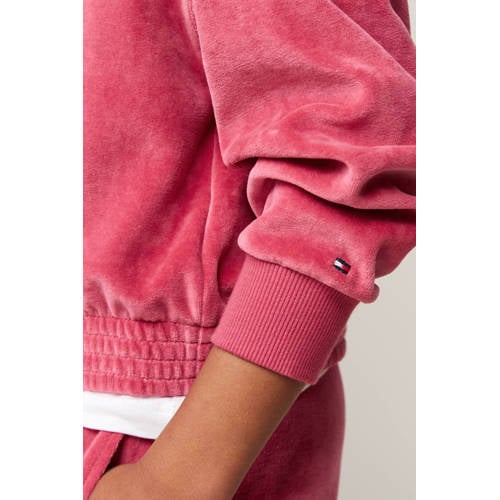 Tommy Hilfiger velours; hoodie roze Trui Logo 176
