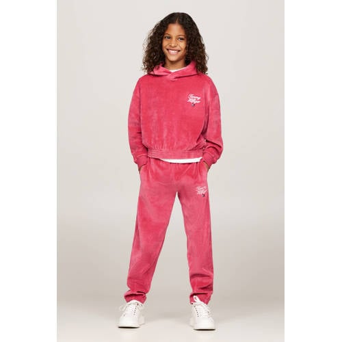 Tommy Hilfiger velours; hoodie roze Trui Logo 176