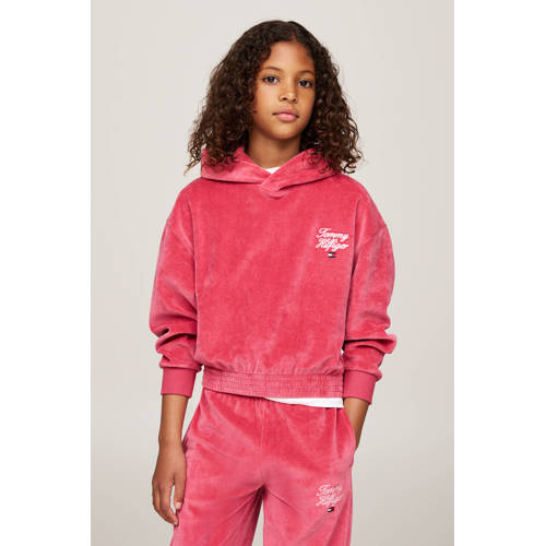 Tommy Hilfiger velours; hoodie roze Trui Logo 176