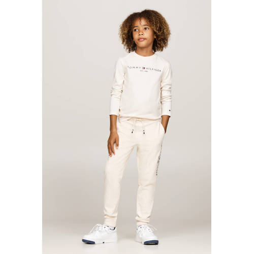 Tommy Hilfiger longsleeve U ESSENTIAL met logo Wit Jongens Meisjes Katoen Ronde hals 152
