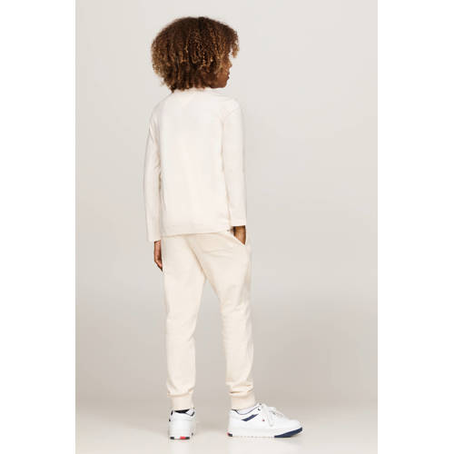 Tommy Hilfiger longsleeve U ESSENTIAL met logo Wit Jongens Meisjes Katoen Ronde hals 152