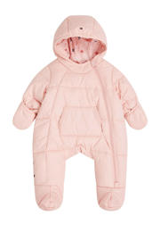 thumbnail: Roze meisjes Tommy Hilfiger gewatteerd baby skipak van polyester met effen, lange mouwen, capuchon en ritssluiting