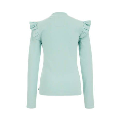WE Fashion longsleeve Groen Meisjes Stretchkatoen Ronde hals Effen 158 164