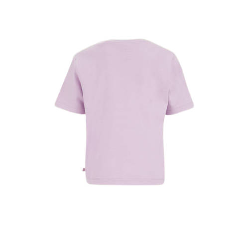 WE Fashion T-shirt lila Paars Meisjes Katoen Ronde hals Effen 134 140