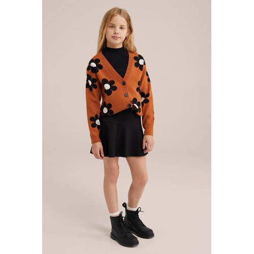 WE Fashion a-lijn rok zwart Meisjes Viscose Effen 146 152