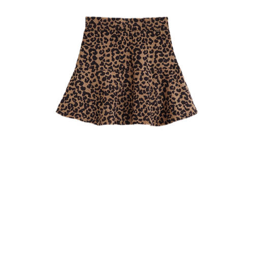 WE Fashion korte rok bruin Meisjes Polyester Dierenprint 134 140
