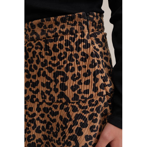 WE Fashion korte rok bruin Meisjes Polyester Dierenprint 134 140