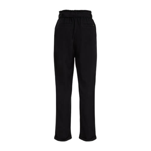 WE Fashion tapered fit broek zwart Meisjes Viscose Effen 158