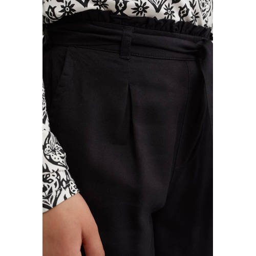 WE Fashion tapered fit broek zwart Meisjes Viscose Effen 158