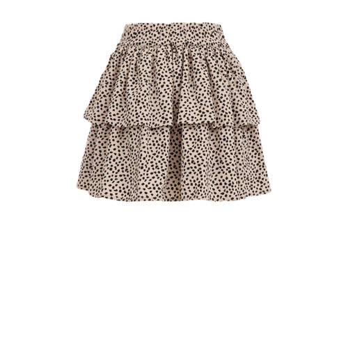 WE Fashion strokenrok zand Beige Meisjes Polyester All over print 134 140