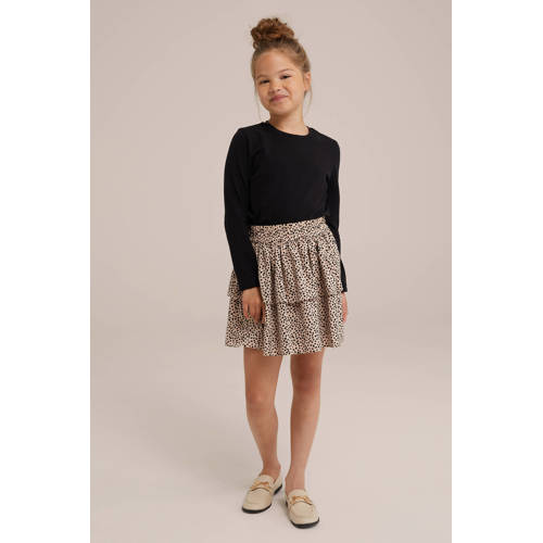 WE Fashion strokenrok zand Beige Meisjes Polyester All over print 134 140