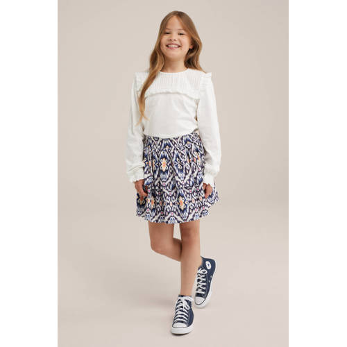 WE Fashion strokenrok blauw Meisjes Polyester All over print 158 164