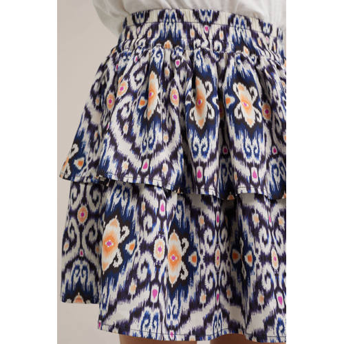 WE Fashion strokenrok blauw Meisjes Polyester All over print 158 164