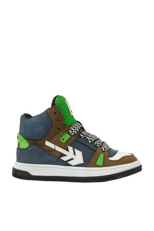 leren sneakers groen/blauw