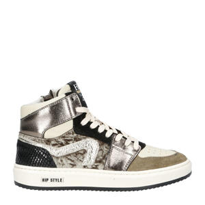 H1765 leren sneakers taupe