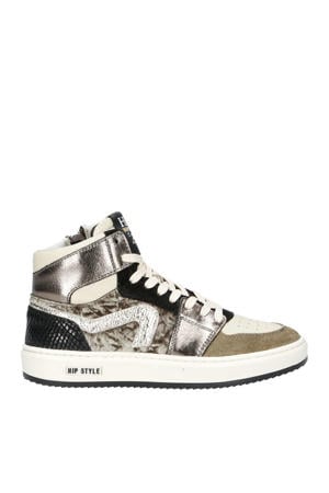 H1765 leren sneakers taupe