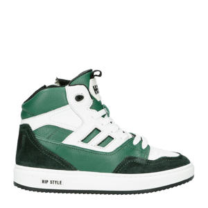   leren sneakers groen/wit