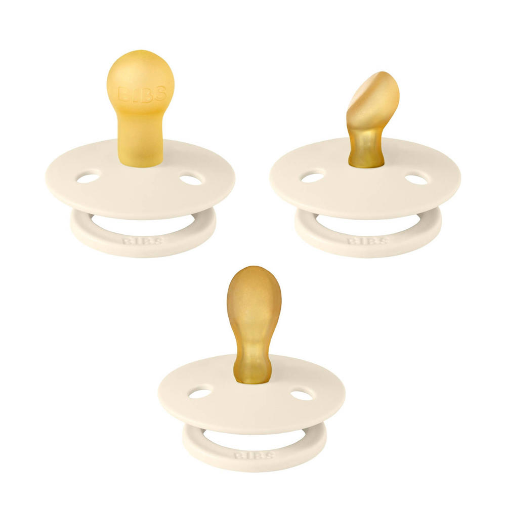 BIBS Colour Try-it Kit fopspeen  (anatomisch , symmetrisch en rond)  - maat 1 - Ivory (3 stuks)