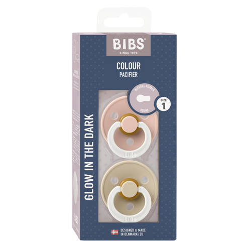 BIBS Colour fopspeen Glow in the dark Blush Vanilla ( 2 stuks)