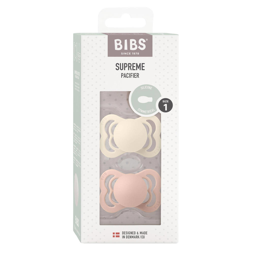 BIBS Supreme fopspeen - maat 1 - Ivory  / Blush (2 stuks)