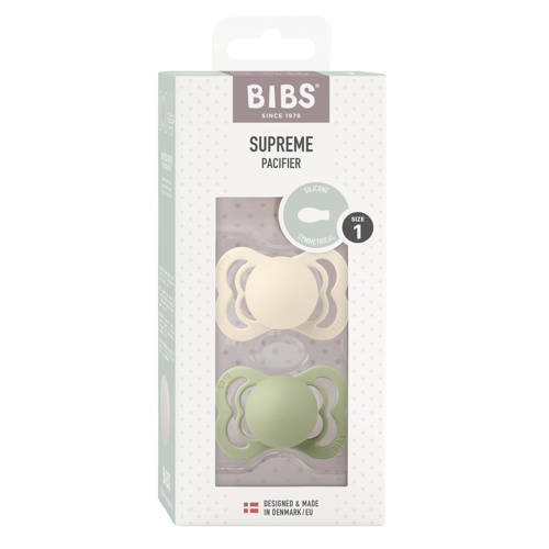 BIBS Supreme fopspeen Ivory Sage (2 stuks)