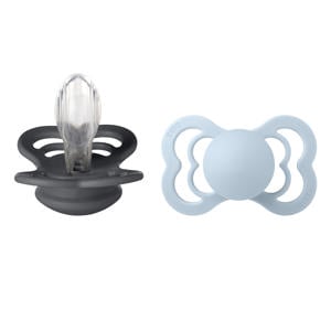 fopspeen - maat 2 - Iron / Baby Blue (2 stuks)