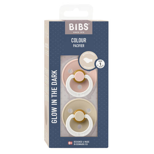 BIBS Colour fopspeen Glow in the dark Anatomisch Blush Vanilla (2 stuks)