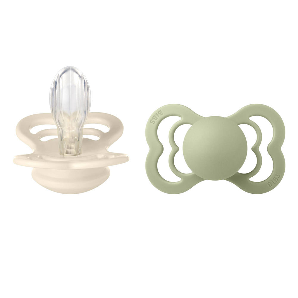 BIBS Supreme fopspeen - maat 2 - Ivory / Sage (2 stuks)