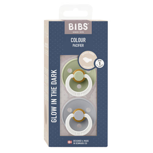 BIBS Colour fopspeen Glow in the dark Anatomisch Sage Cloud (2 stuks)