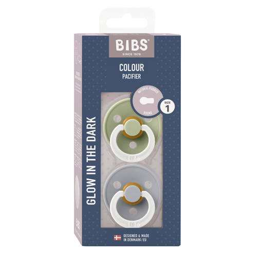 BIBS Colour fopspeen Glow in the dark Sage Cloud ( 2 stuks)