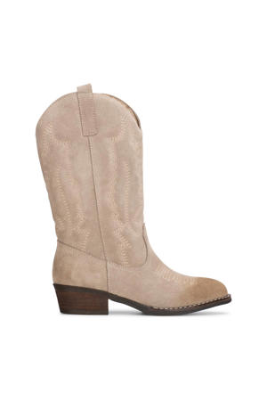   suède cowboylaarzen beige