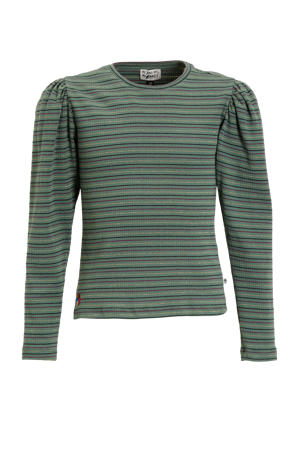 longsleeve Runa groen / blauw / roze / goud gestreept