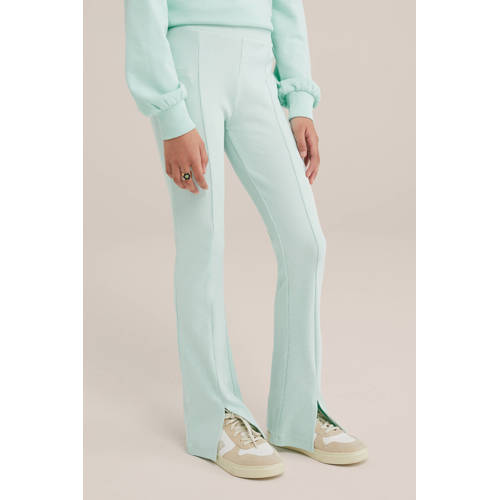 WE Fashion flared broek mintgroen Meisjes Stretchkatoen Effen 122