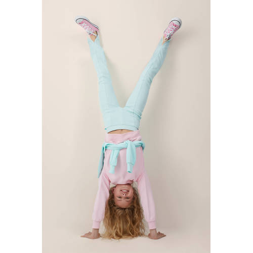 WE Fashion flared broek mintgroen Meisjes Stretchkatoen Effen 122
