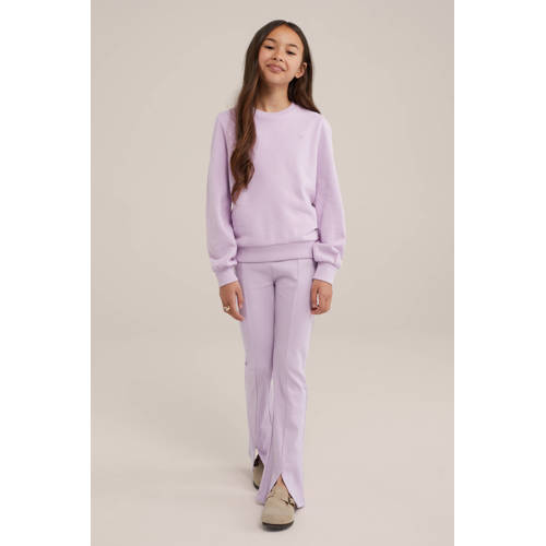 WE Fashion flared broek lila Paars Meisjes Stretchkatoen Effen 104