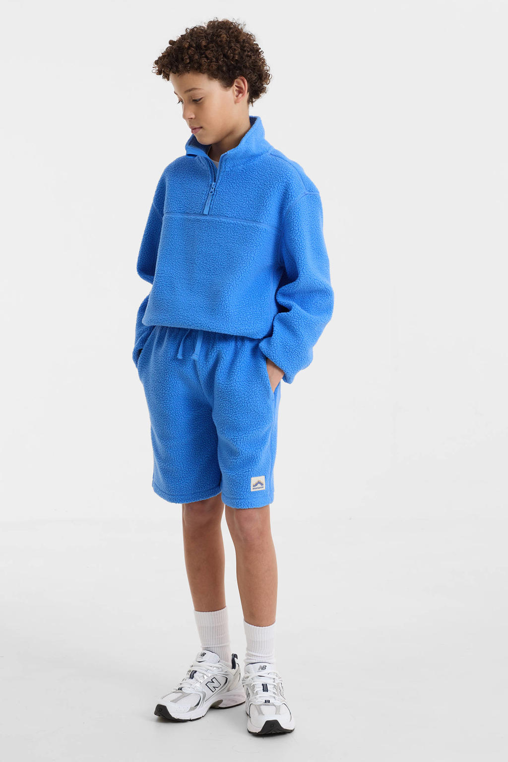 anytime teddy fleece short blauw