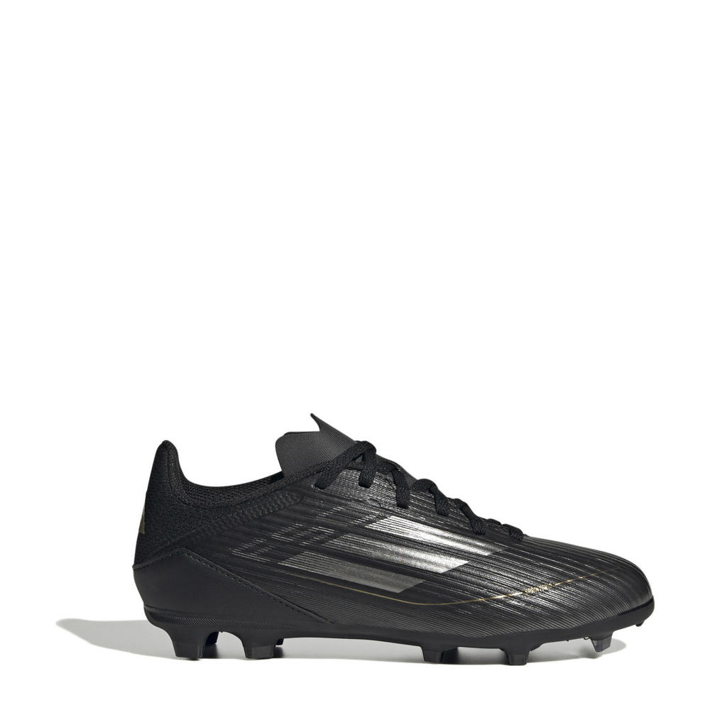 Wit en zwarte jongens en meisjes adidas Performance F50 League junior voetbalschoenen goudmetallic van imitatieleer met veters