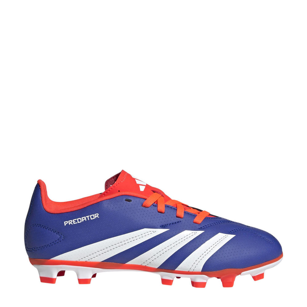 Blauw, wit en rode jongens en meisjes adidas Performance Predator Club junior voetbalschoenen van imitatieleer/voering: mesh/voetbed: eva met veters