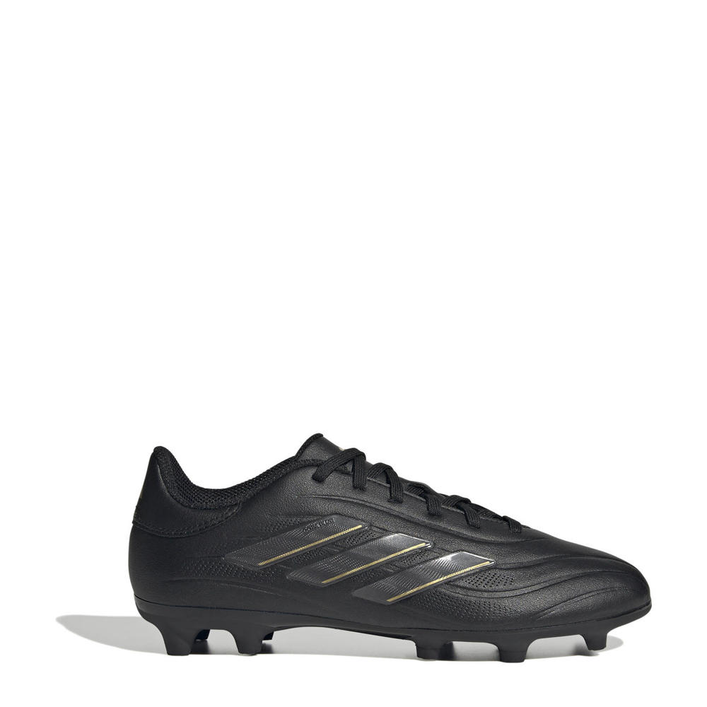 Zwart, antraciet, goud en metallickleurige jongens en meisjes adidas Performance Copa Pure 2 League junior voetbalschoenen van imitatieleer/voering: mesh met veters